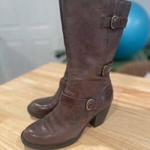 Born Leather Women's Maleri mid calf leather Boots 9.5